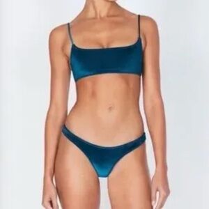 Velvet Triangl Bikini Set in Deep Blue